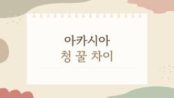 아카시아 청 꿀 차이, 왜 청꿀이 더 진짜 같지?