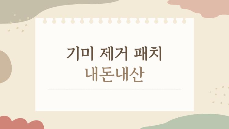 기미 제거 패치 내돈내산