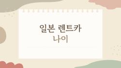 일본 렌트카 나이, 20살 갓 성인 여행자 충격 후기