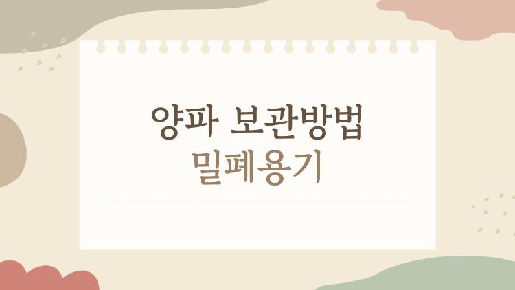 양파 보관방법 밀폐용기